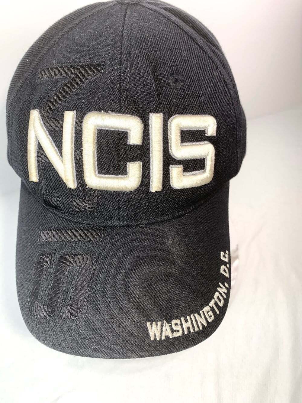 NCIS Washington DC Baseball Cap Hat Adjustable Black White Textured Old Glory